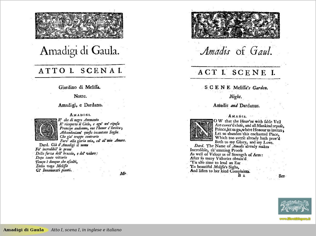 Atto I, scena I, in inglese e italiano