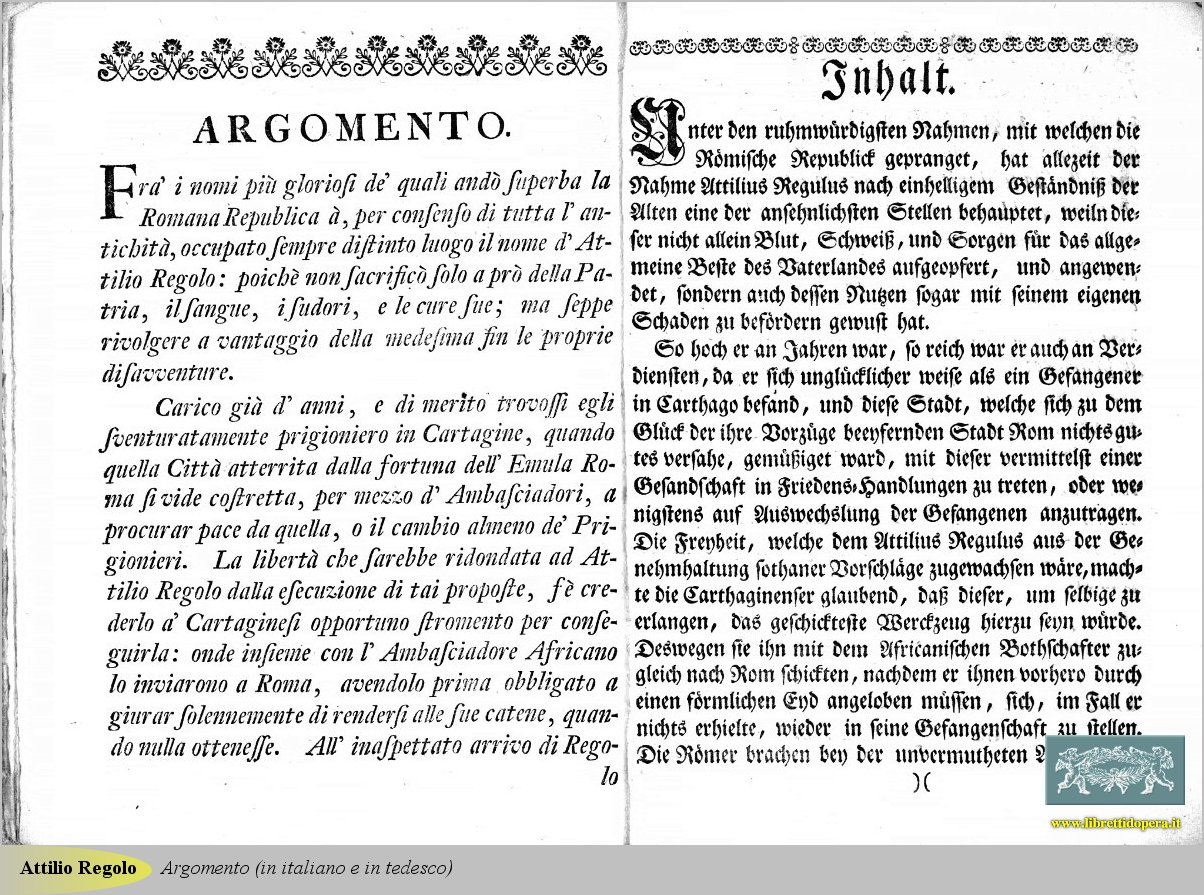 Argomento (in italiano e in tedesco)