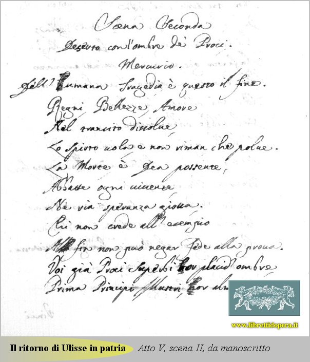 Atto V, scena II, da manoscritto