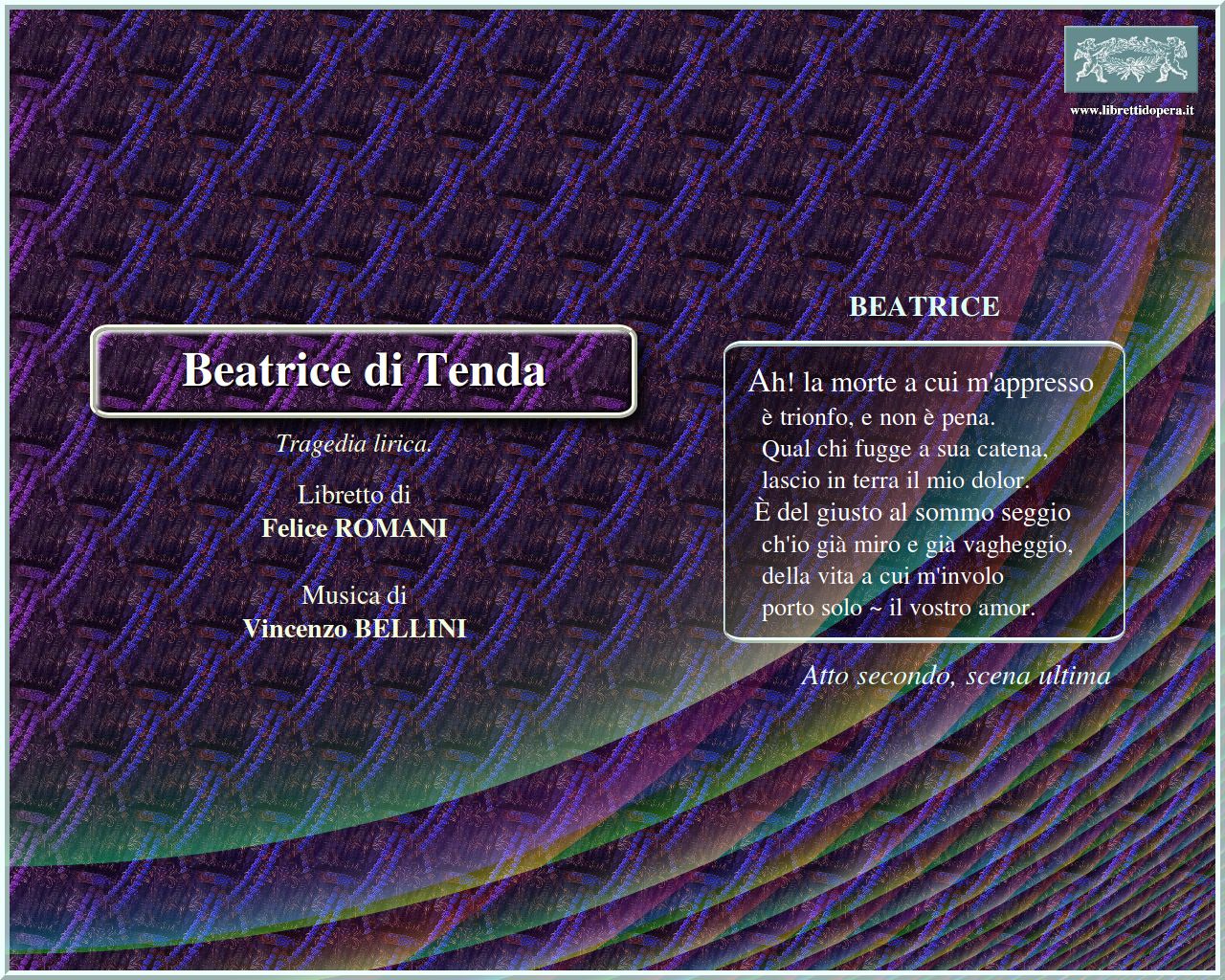 Ah! La morte a cui m'appresso Ah! La morte a cui m'appresso