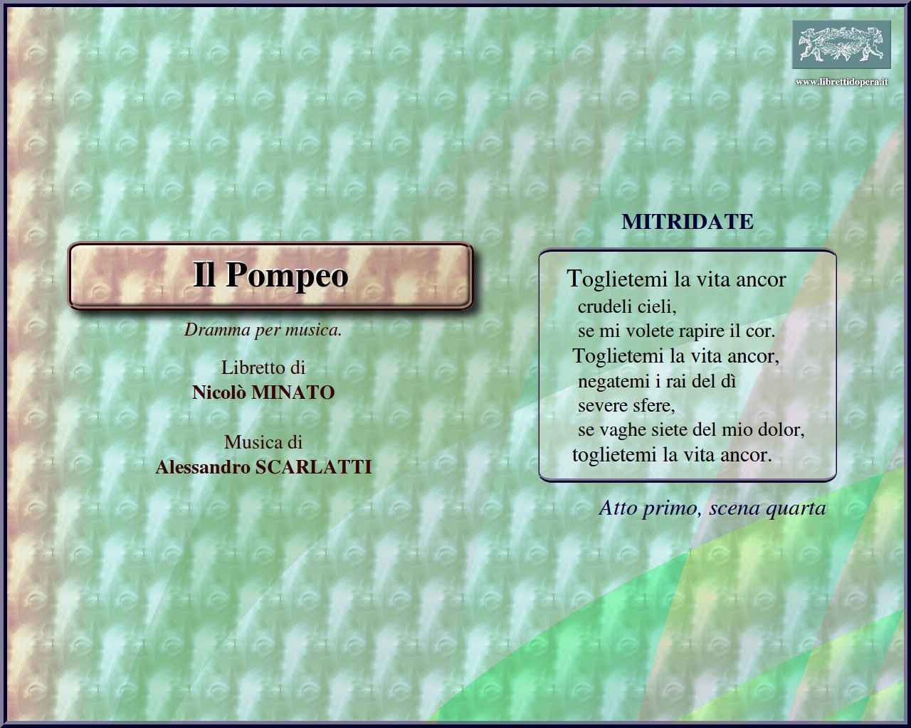 Toglietemi la vita ancor Toglietemi la vita ancor