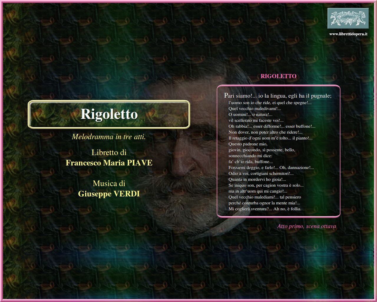 Pari siamo!... io la lingua, egli ha il pugnale Pari siamo!... io la lingua, egli ha il pugnale