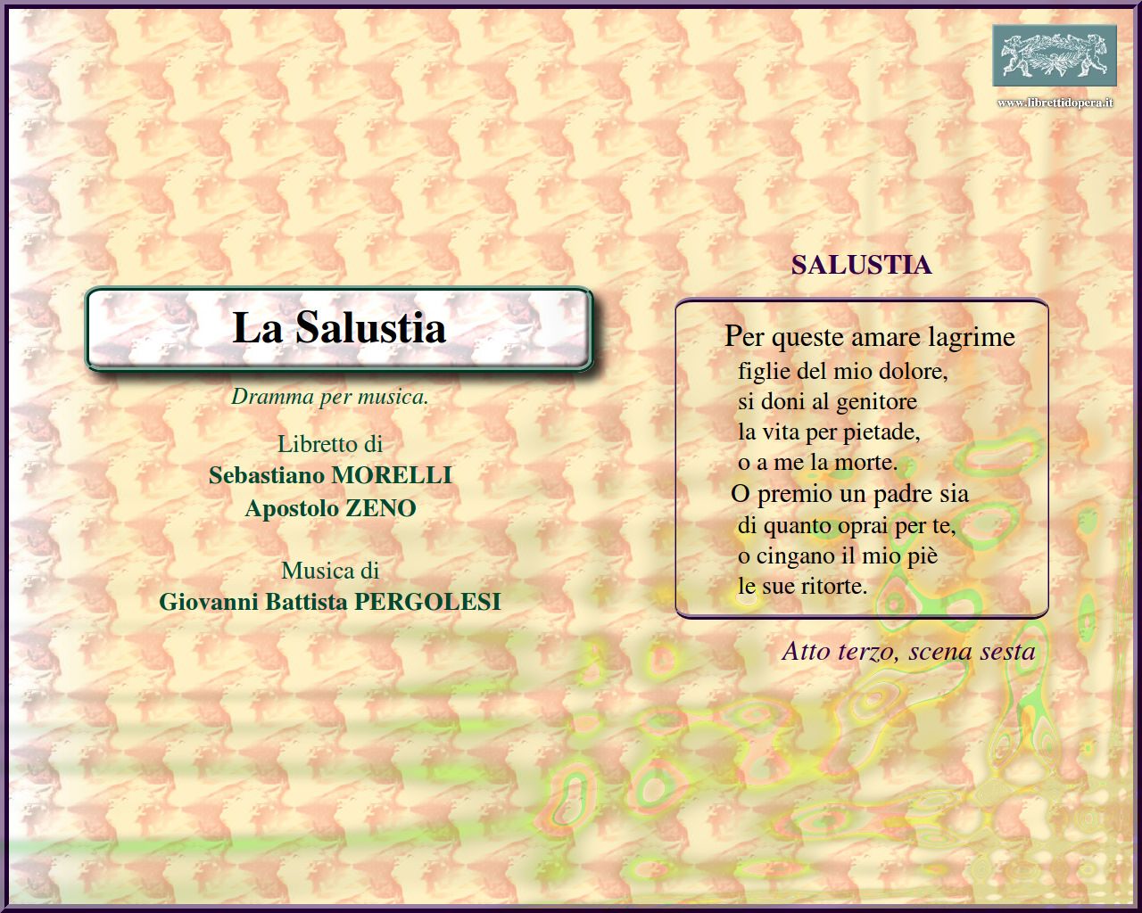 Per queste amare lagrime Per queste amare lagrime