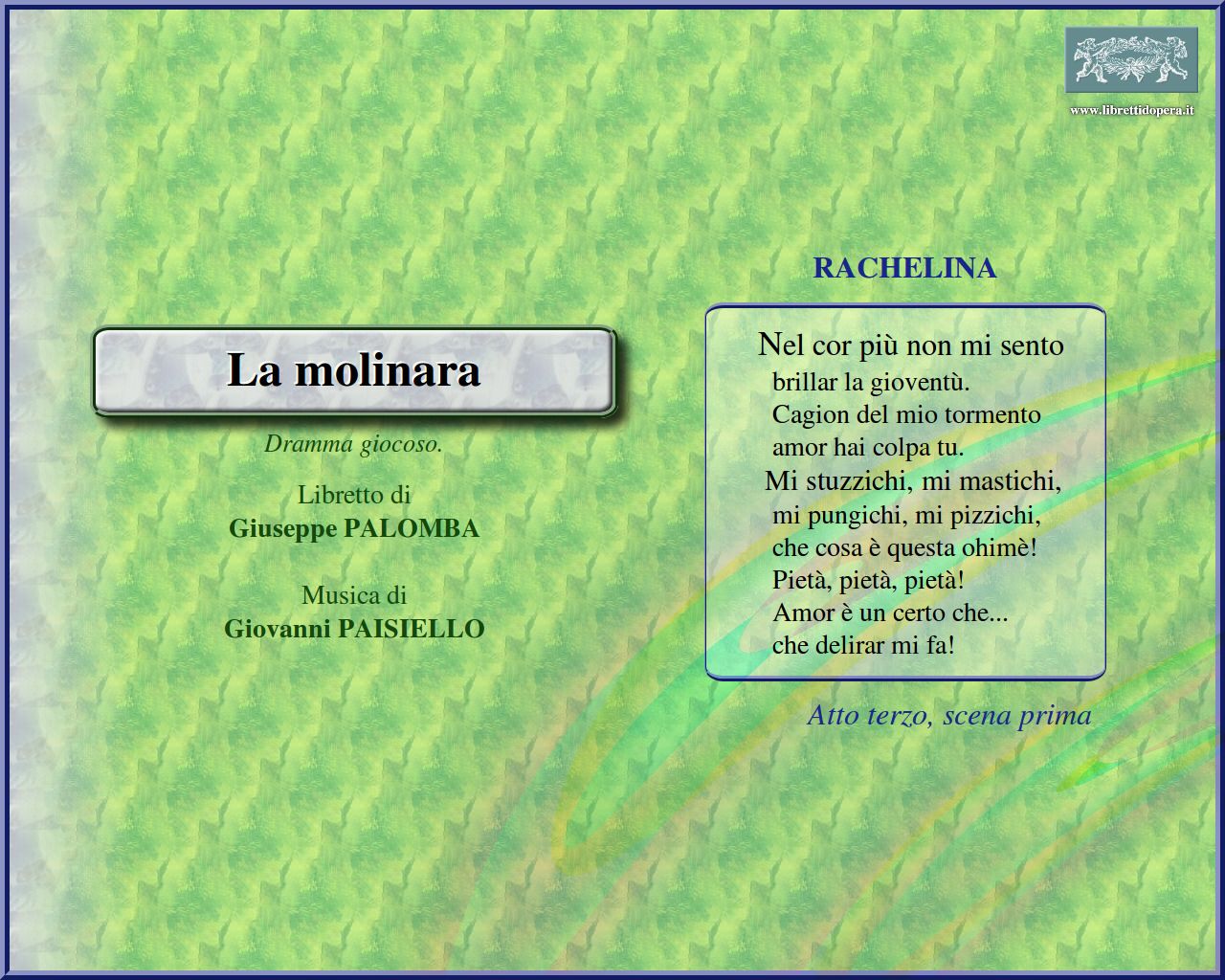 Nel cor più non mi sento Nel cor più non mi sento