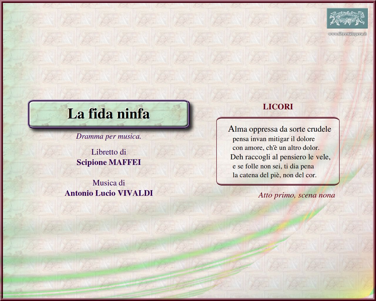 Alma oppressa da sorte crudele Alma oppressa da sorte crudele