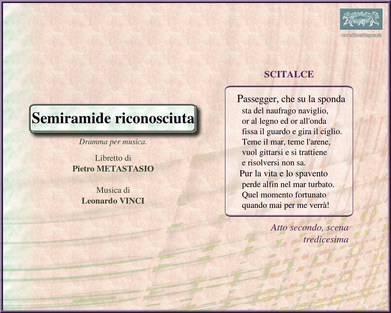 Passegger, che su la sponda Passegger, che su la sponda