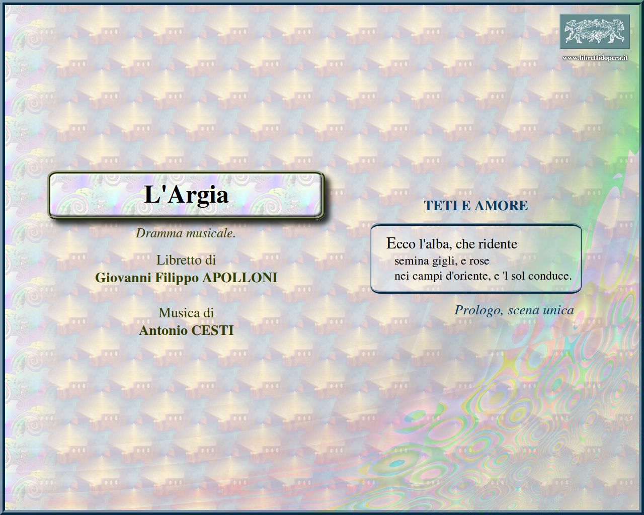 Ecco l'alba, che ridente Ecco l'alba, che ridente