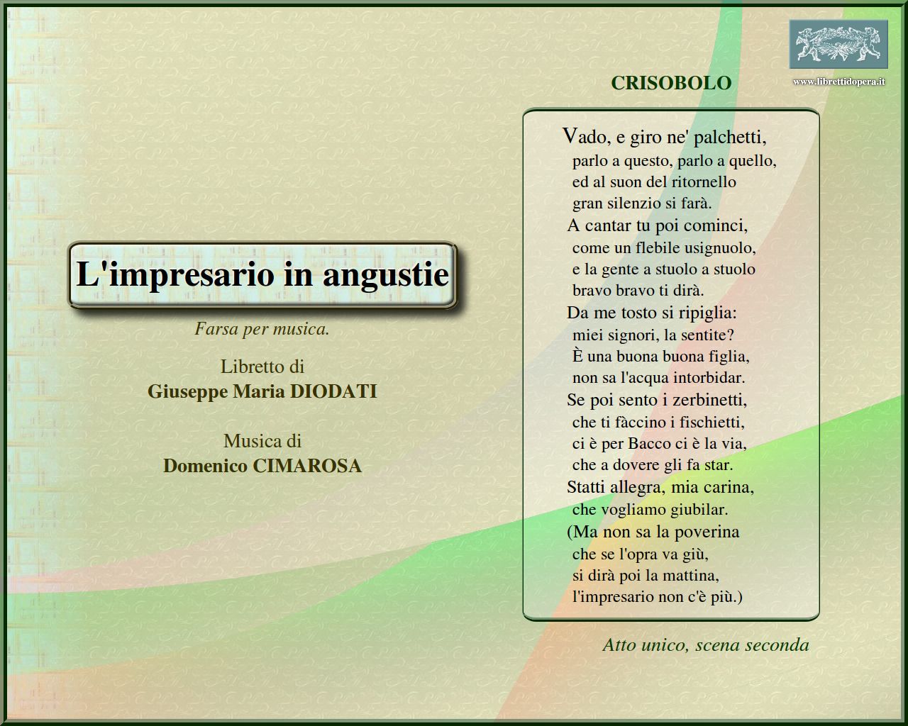 Vado, e giro ne' palchetti Vado, e giro ne' palchetti