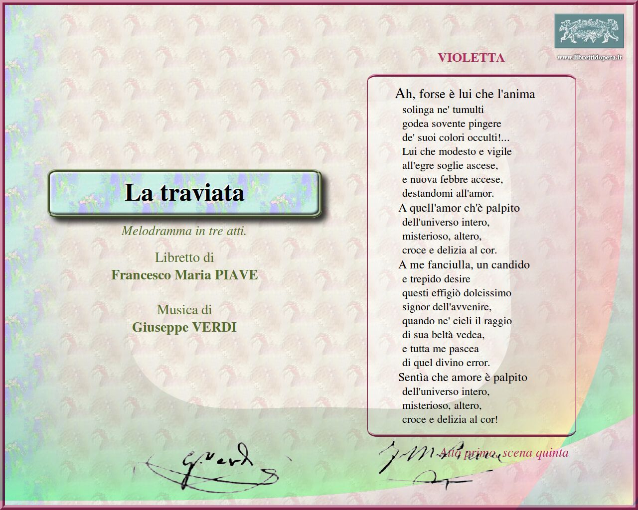 Ah, forse è lui che l'anima Ah, forse è lui che l'anima