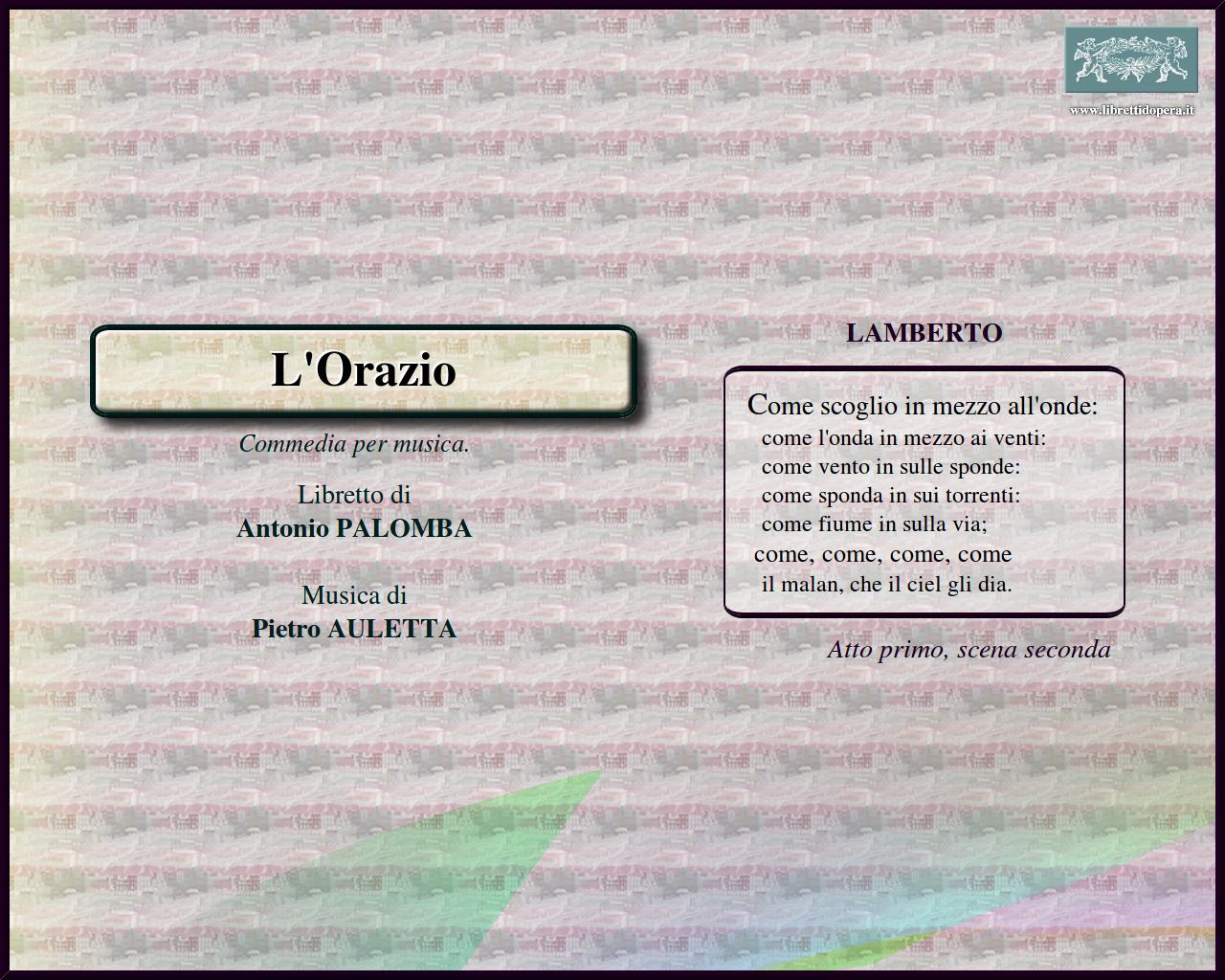 Come scoglio in mezzo all'onde Come scoglio in mezzo all'onde