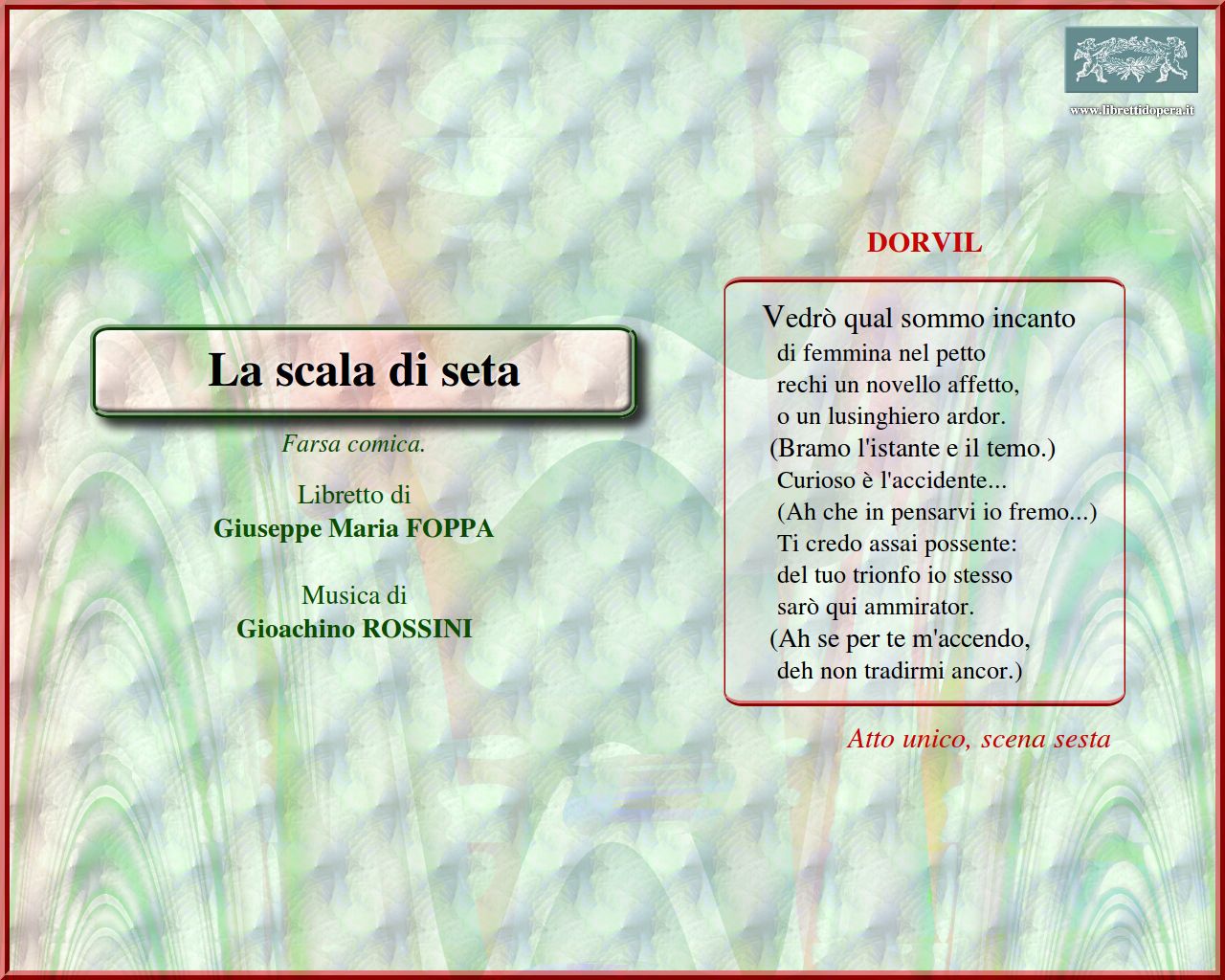 Vedrò qual sommo incanto Vedrò qual sommo incanto