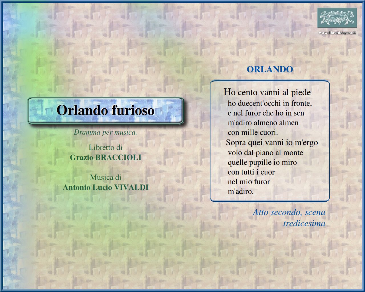 Ho cento vanni al piede Ho cento vanni al piede