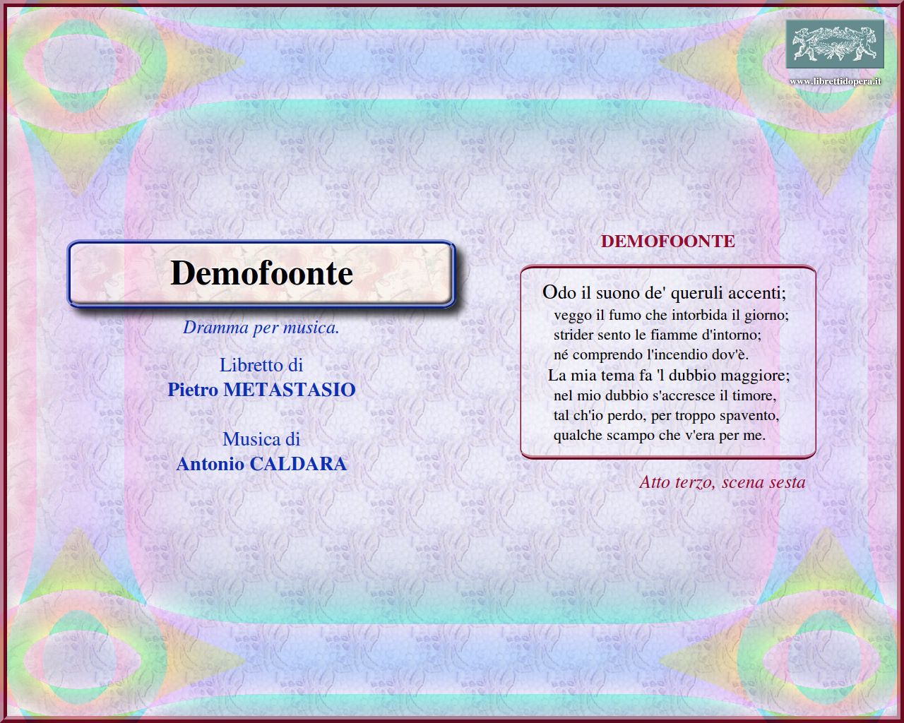 Odo il suono de' queruli accenti Odo il suono de' queruli accenti