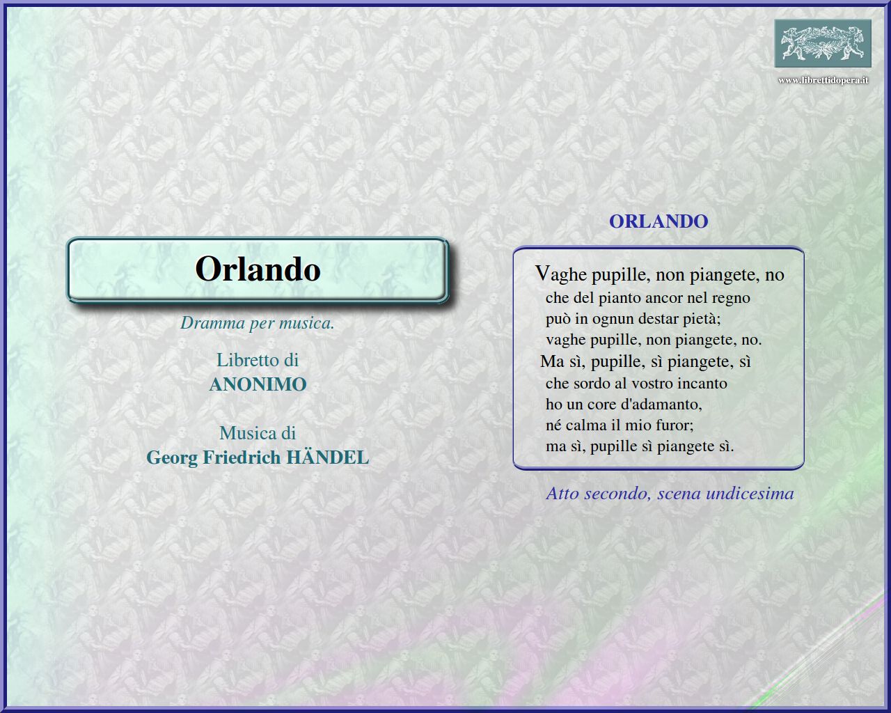 Vaghe pupille, non piangete, no Vaghe pupille, non piangete, no