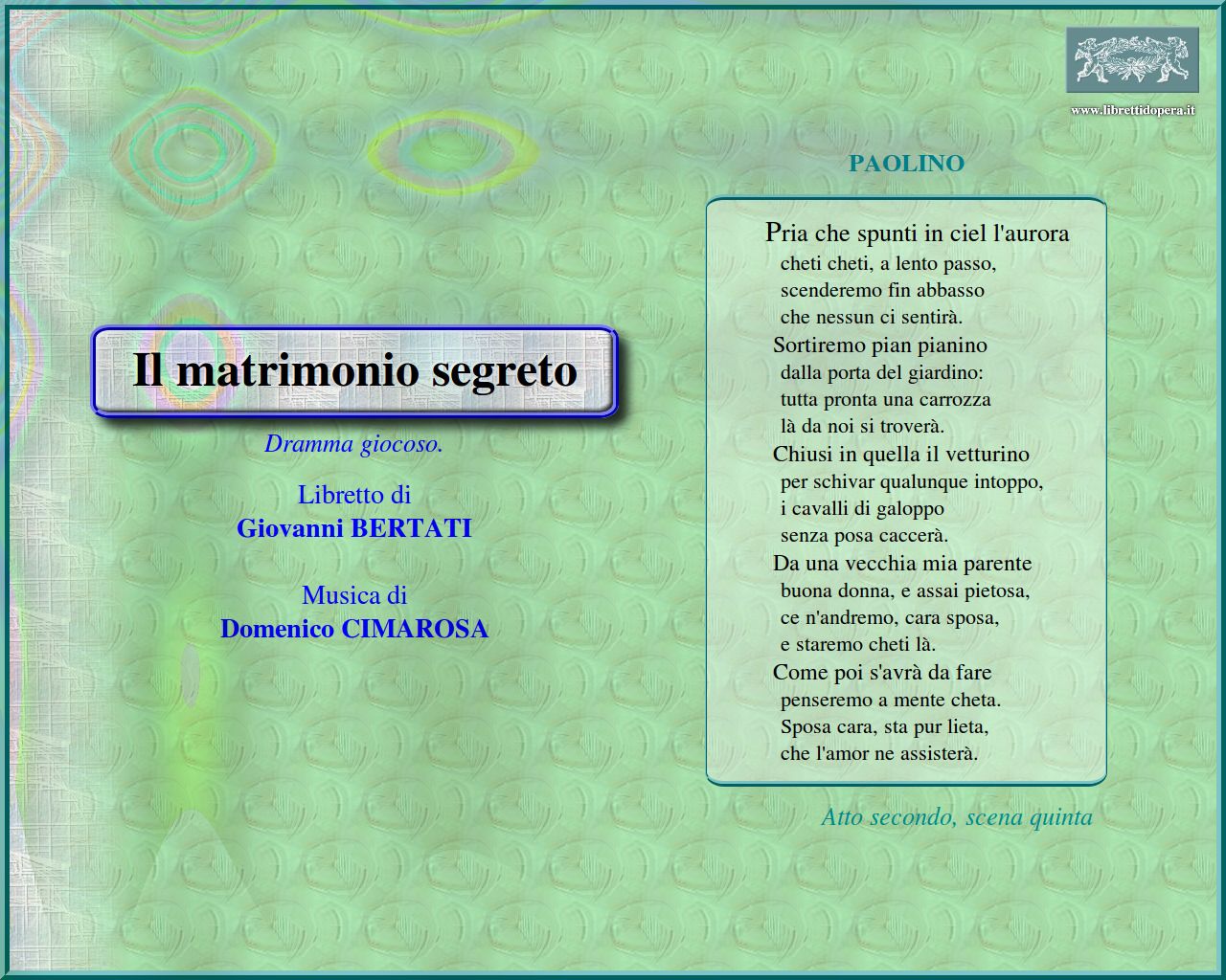 Pria che spunti in ciel l'aurora Pria che spunti in ciel l'aurora