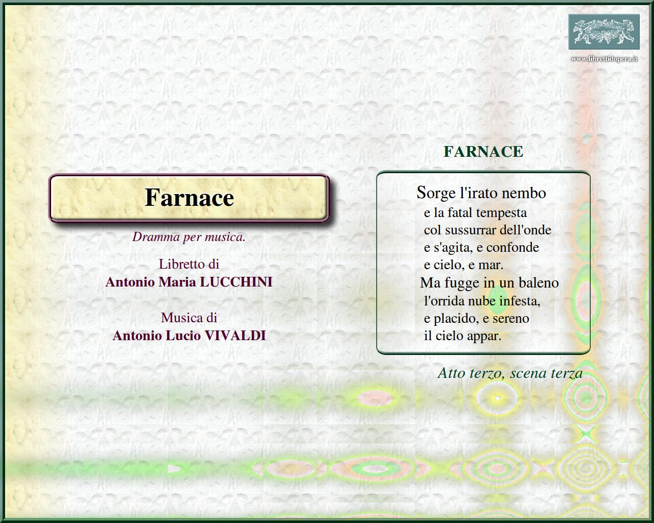 Sorge l'irato nembo Sorge l'irato nembo