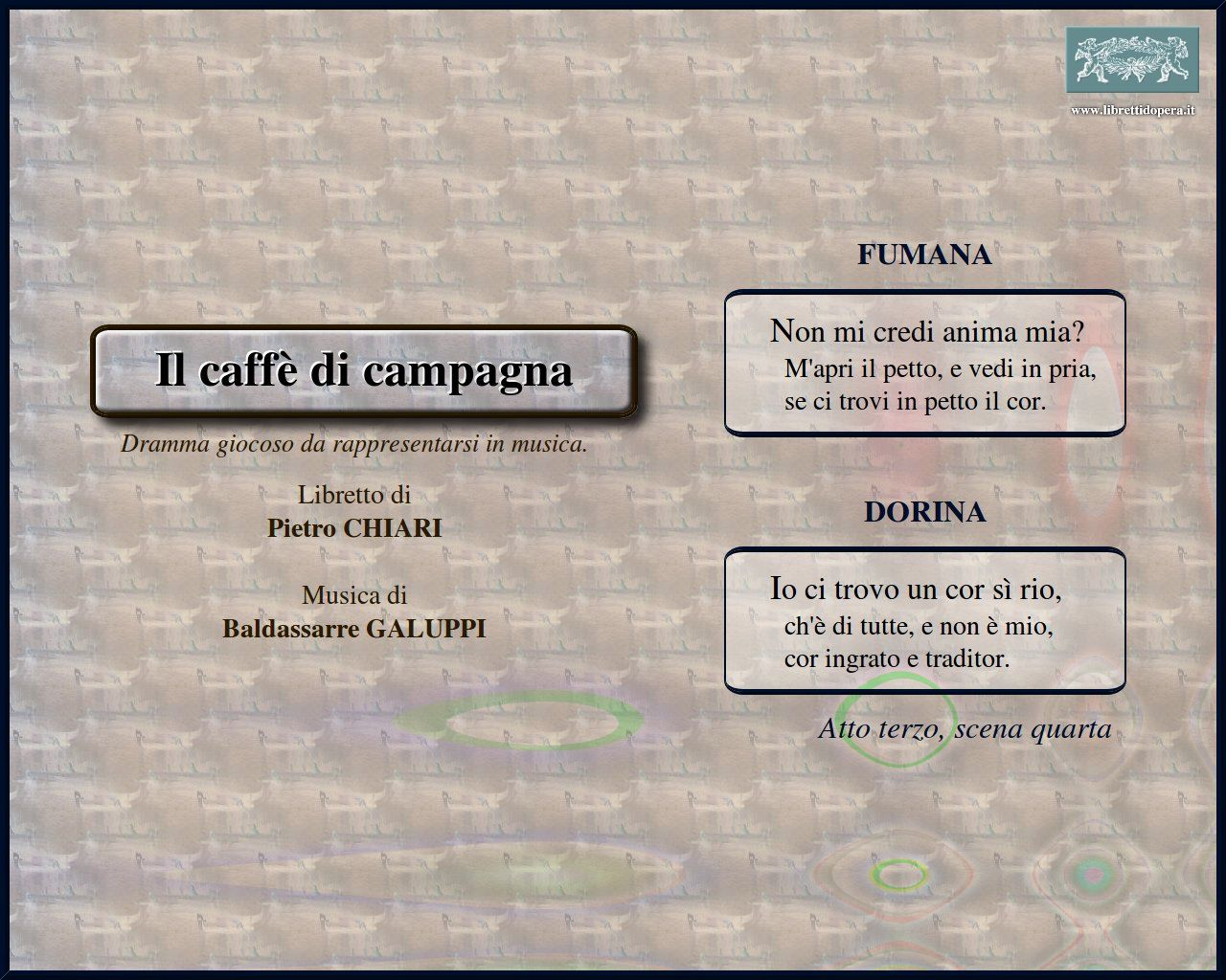 Non mi credi anima mia Non mi credi anima mia