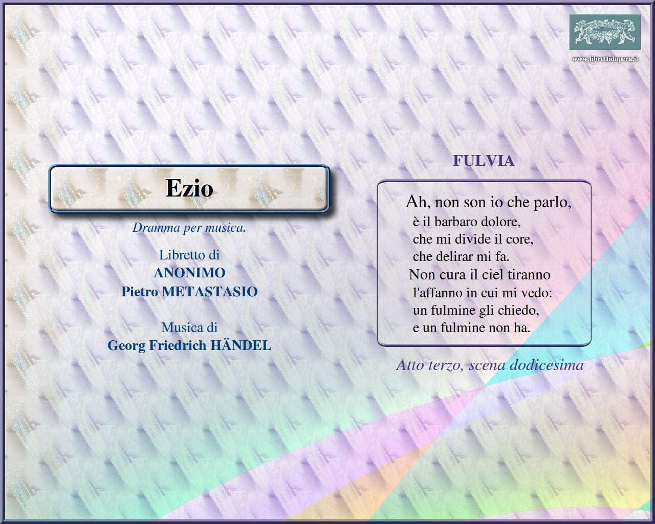 Ah, non son io che parlo Ah, non son io che parlo