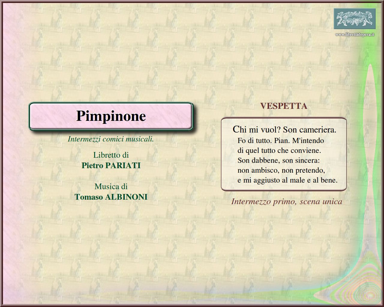 Chi mi vuol? Son cameriera Chi mi vuol? Son cameriera